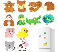 Calamite bambini, set 12 pezzi con animali divertenti, magneti per frigorifero, educativo, sicuro e resistente, per bambini, colore vivace