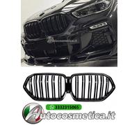 Calandra coppia griglie griglia mascherina reni nero lucido per BMW X6 G06 2019+