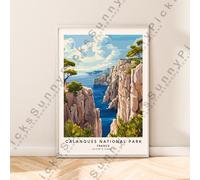 Calanques National Park Stampa Francia Viaggi Poster Illustrazione Décor