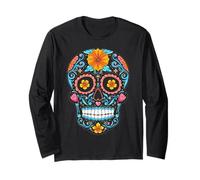 Calavera di Halloween Sugar Skull Maglia a Manica