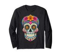 Calavera di Halloween Sugar Skull Maglia a Manica