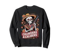 Calavera Messicana Americana - Calibri Pun - Gun Sugar Skull Felpa