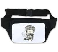 Calavera Smoking Pipe Skull Graphic Black is Not Sad Black is Poetic Marsupio Bianco