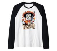 Calaveras & Calibers Funny Dia de Los Muertos - Teschio di Zucchero Maglia con Maniche Raglan