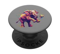 Calciatore Elefante Art Paint Splatter PopSockets PopGrip Adesivo
