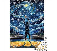Calciatore Notte Stellata Puzzle 1000 Pezzi Carta Puzzle per Adulti Scena Creativa Rilassante Decorazione Casa Ottima Idea Regalo 52x38cm/1000pcs