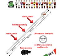 Calcio Balilla asta passante a 3 fori x 1 giocatore portiere + anelli d'arresto