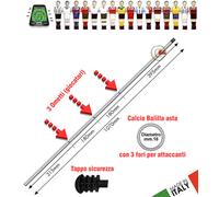 Calcio Balilla asta passante (uscente) forata. 3 fori per 3 giocatori (attaccan