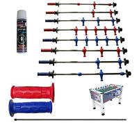 Calcio Balilla Roberto Sport mod. Competition. Serie 8 aste telescopiche, 2072, diametro mm.18, in acciaio temperato e carbonio, lunghezza mm.840 con ometti pressofusi, molle, boccole, astine e nuove manopole Competition. Lubrificante in omaggio. 2072