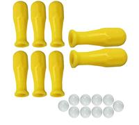 Calcio Balilla Serie di Otto (8) manopole Gialle in Polipropilene per aste Diametro mm.16 abbinate con 10 Palline Calcetto Bianche.