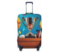 Calcio, Calcio e Trofei Elastico Viaggio Bagagli Copertura Valigia, Stampa Valigia Copertura Bagagli Anti-Graffio, Nero , XL