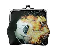 Calcio che passa attraverso la porta Portamonete in pelle da donna, piccolo portamonete con chiusura a chiusura a scatto Portafoglio con fibbia per regalo ragazza