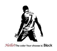 Calcio Cristiano Ronaldo Adesivo da parete in vinile Adesivo da parete Calcio Atleta Ronaldo Adesivo Murale per Kis Room Decorazione Soggiorno XL 57 cm X 74 cm Nero