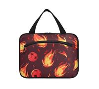 Calcio Fiamma Calcio Splash appeso trucco borsa da viaggio con gancio, designer borse moda con cerniera per le donne hotel bolso para maquillaje L, Fiamma di calcio, splash di calcio, Large
