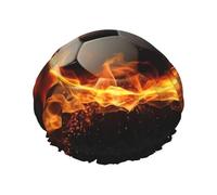 Calcio fiamma stampata cuffia da doccia per le donne doppio strato impermeabile bagno capelli cappello riutilizzabile tappi da bagno elastico protezione dei capelli signore spa salone bagno doccia