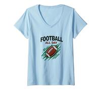 Calcio Forever NA NK Gridiron Passion Maglietta con Collo a V, Donna, Celeste, XXL