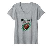 Calcio Forever NA NK Gridiron Passion Maglietta con Collo a V, Donna, Grigio Melange, XXL