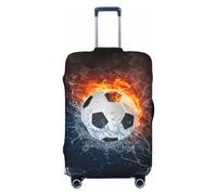 Calcio in acqua e fuoco amante del calcio per bambini e adulti, M (misura 22-24 pollici), nero, M elastico bagagli copertura valigia copre Protector, Calcio, S, Classico
