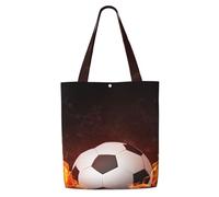 Calcio in fiamme,Borse della spesa riutilizzabili, borse per la spesa, borsa a tracolla in tela di grande capacità