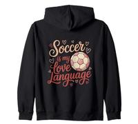 Calcio is My Love Language Ball Player Fan Cuori Design Felpa con Cappuccio