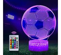 Calcio Lampade 3D Illusione Ottica Luce Notturna, Lampada Led Da Tavolo Illuminazione Luce Di Notte, 16 Colori Controllo Tattile Lampada Decorazione Da Comodino Con Cavo Usb, Regali di calcio bambini