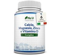 Calcio Magnesio Zinco e Vitamina D3 ad Alto Dosaggio 365 Compresse Vegetariane