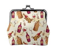 Calcio mare stampato moneta borsa per le donne borsa portafoglio in pelle PU cambio sacchetto bacio-blocco vintage, Vino rosso, Taglia unica, Vintage