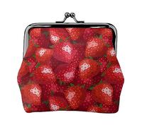 Calcio mare stampato moneta borsa per le donne borsa portafoglio in pelle PU cambio sacchetto bacio-blocco vintage, Fragola rossa., Taglia unica, Vintage