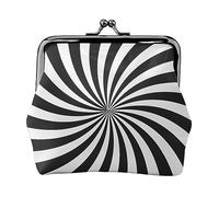 Calcio mare stampato moneta borsa per le donne borsa portafoglio in pelle PU cambio sacchetto bacio-blocco vintage, Design a spirale bianco e nero., Taglia unica, Vintage