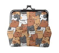 Calcio mare stampato moneta borsa per le donne borsa portafoglio in pelle PU cambio sacchetto bacio-blocco vintage, Gatti arancioni., Taglia unica, Vintage