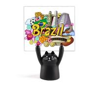 Calcio Oscar Niemeyer Brasile Graffiti Memo Holder Cartoon Gatto Nero Stand Decorazione