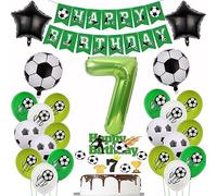 Calcio Palloncino 7 compleanno, 7 Palloncini Feste Calcio,Palloncino Calcio 7 Anni Compleanno verde,Palloncino da Calcio per 7 Compleanno,Cake topper 7 compleanno ragazzo