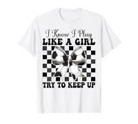Calcio Ragazza Coquette Bow So di giocare come una ragazza Maglietta
