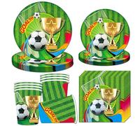 Calcio Rifornimenti Del Partito, 50pcs Calcio Stoviglie Festa Di Compleanno Decorazioni Per Bambini Di Compleanno Riutilizzabile Tra Cui Piatti, Tovaglioli (10 Ospiti)
