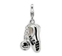 Calcio Scarpa & Sfera Ciondolo 3D Smaltato .925 Argento Sterling Clic Su Amore