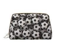Calcio Sea Leather Hand Held Zipper Makeup Bag Carino Make Up Case Large Wide Open Pouch Pen Case, bianco, Taglia unica