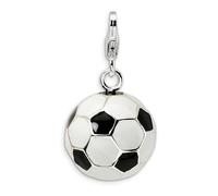 Calcio Sfera Ciondolo 3D Smaltato .925 Argento Sterling Click Su Amore La Vita
