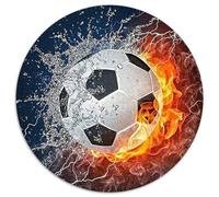 Calcio Splash Puzzle 1000 Pezzi Rotondo Carta Effetto Fuoco Puzzle per Adulti