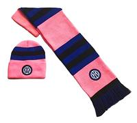 CALCIOGADGETS Set INTER Sciarpa + Cuffia Ufficiale Logo Nuovo 2021 Kit Donna Rosa F.C. Internazionale Ricamato Invernale Tubolare Berretto Cappello Cappellino in acrilico SETINTROCRO
