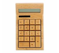Calcolatrice a energia solare GONNELY - Calcolatrice Tascabile con Display LCD 12 Cifre, Calcolatrice in legno di bambù naturale - Funzione Standard per Ufficio e Scuola (18/29 tasti) (CS19)