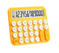Calcolatrice carina con ampio display LCD a 12 cifre, pulsante rotondo meccanico, caramella sfumato, alimentazione a batteria, atta per ufficio, scuola, casa, bambini, studenti, (Giallo)