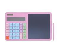 Calcolatrice con Tavoletta per Scrivere Cancellabile, 12 Cifre | Doppia Alimentazione Solare e Batteria, Tasti Silenziosi, Schermo LCD Grande, Rosa ABS