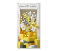 Calcolatrice Coperture per porte decorative, educative, giocosi simboli matematici, strumenti educativi gialli con corda per porta d'ingresso, decorazione per la casa, per portico, ingresso, interni
