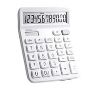 Calcolatrice da scrivania Calcolatrice Display a 12 Cifre Multifunzione ， Elettronico a Pulsante Grande Sensibile ， Doppia Alimentazione Solare a Batteria ， for Studenti ， Scuola (Color : White, Size