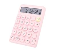 Calcolatrice da tavolo, calcolatrici da tavolo di base Display LCD a 12 cifre Pulsante grande con fondo antiscivolo per contabilità Studenti universitari di scuole di ufficio (Rosa)