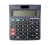 Calcolatrice da tavolo con funzione fiscale, calcolatrice contabile con funzione tasse e controllo, 12 cifre LCD a 2 linee, doppia energia solare e batteria per scuola, ufficio, casa, uso quotidiano