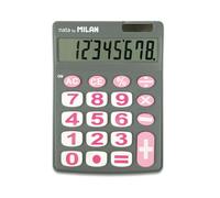 Calcolatrice da tavolo Milan a 8 cifre - Tasti grandi - Spegnimento automatico - Grigio e rosa