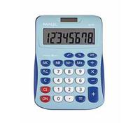 MAUL Calcolatrice MJ550 grande display angolato a 8 cifre, 15,5 x 11 cm, funzioni multiuso per ufficio, casa, scuola, solare/batteria, blu
