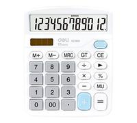 Calcolatrice Deli Standard Funzione Desktop Calcolatrice con 12 cifre Ampio Display LCD e Pulsante Sensibile, Batteria Solare Calcolatrice Ufficio Dual Power Bianco