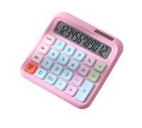 Calcolatrice desktop a 12 cifre Large e LCD Visualizza calcolatori di bottoni di grandi dimensioni Energia solare e batteria gestite per la scuola per uffici per gli studenti (Blu) (Verde) (Rosa)
